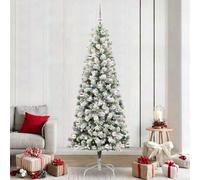Vidaxl Artificial Hinged Christmas Tree Green And White 240 Cm