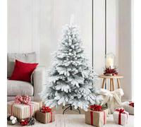 vidaXL Artificial Hinged Christmas Tree Snow Flocked White 150 cm