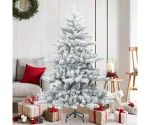 vidaXL Artificial Hinged Christmas Tree Snow Flocked White 150 cm