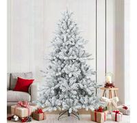 vidaXL Artificial Hinged Christmas Tree Snow Flocked White 210 cm, White