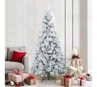 Vidaxl Artificial Hinged Christmas Tree Snow Flocked White 210 Cm