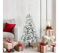 vidaXL Artificial Hinged Christmas Tree with Silver Balls Snow Flocked Green 120 cm PE and PVC, Green
