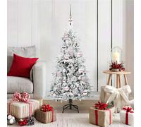 vidaXL Artificial Hinged Christmas Tree with Pink Balls Snow Flocked Green 120 cm PE and PVC, Green