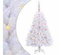 vidaXL Artificial Hinged Christmas Tree White 120 cm PVC and Steel, Living Room, Cone-Shaped, Modern Design, Durable Materials for a Stylish and Functional Seating Arrangement, Easy to Clean