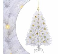 vidaXL Artificial Hinged Christmas Tree White 120 cm PVC and Steel, Living Room, Cone-Shaped, Modern Design, Durable Materials for a Stylish and Functional Seating Arrangement, Easy to Clean