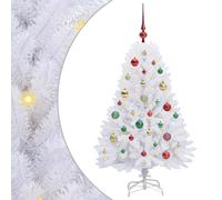 vidaXL Artificial Hinged Christmas Tree White 120 cm PVC and Steel, Living Room, Cone-Shaped, Modern Design, Durable Materials for a Stylish and Functional Seating Arrangement, Easy to Clean
