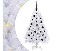 vidaXL Artificial Hinged Christmas Tree White 120 cm PVC and Steel, Living Room, Cone-Shaped, Modern Design, Durable Materials for a Stylish and Functional Seating Arrangement, Easy to Clean