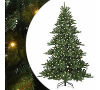 vidaXL Artificial Hinged Christmas Tree with 300 LEDs 240 cm PVC, Living Room, Modern LED Lighted Christmas Tree, Artificial Cone-Shaped Holiday Decor, Foldable Indoor Seasonal Decoration