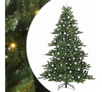 vidaXL Artificial Hinged Christmas Tree with 300 LEDs 240 cm PVC, Living Room, Modern LED Lighted Christmas Tree, Artificial Cone-Shaped Holiday Decor, Foldable Indoor Seasonal Decoration