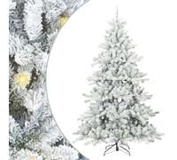 vidaXL Artificial Hinged Christmas Tree with 300 LEDs 240 cm PVC, Living Room, Modern LED Lighted Christmas Tree, Artificial Cone-Shaped Holiday Decor, Foldable Indoor Seasonal Decoration