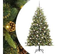 vidaXL Artificial Christmas Tree Foldable with Green Cones 180 cm Artificial Christmas Tree Cones Modern Design Decoration for Indoor and Outdoor Decoration Warm White LED Lights