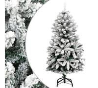 vidaXL Artificial Hinged Christmas Tree with Flocked Snow 150 cm, White