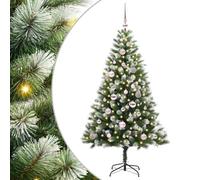 vidaXL Artificial Hinged Christmas Tree with Flocked Snow 150 cm, Artificial Christmas Tree, Modern Design, LED Lighted, Cone-Shaped, Festive Indoor Dcor, Durable PVC, Hinged Structure