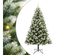 vidaXL Artificial Hinged Christmas Tree with Flocked Snow 180 cm, Artificial Christmas Tree, Modern Design, LED Lighted, Cone-Shaped, Festive Indoor Dcor, Durable PVC, Hinged Structure