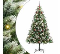 vidaXL Artificial Hinged Christmas Tree with Flocked Snow 180 cm, Artificial Christmas Tree, Modern Design, LED Lighted, Cone-Shaped, Festive Indoor Dcor, Durable PVC, Hinged Structure