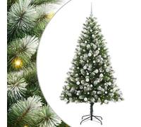 vidaXL Artificial Hinged Christmas Tree with Flocked Snow 180 cm, Artificial Christmas Tree, Modern Design, LED Lighted, Cone-Shaped, Festive Indoor Dcor, Durable PVC, Hinged Structure