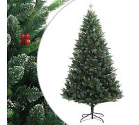 vidaXL Artificial Hinged Christmas Tree with Red Berries 240 cm