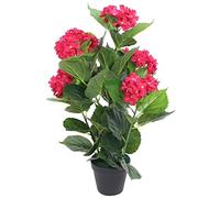 "vidaXL Artificial Hydrangea Plant with Pot, 60 cm Height, Red Lifelike Flowers, Indoor Decoration, Low-Maintenance Home and Office Accessory"