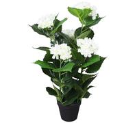 vidaXL White Artificial Hydrangea Plant with Pot, 60 cm - Lifelike Decorative Indoor Flower with Plastic Pot and Iron Wire Branches