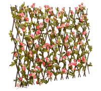 vidaXL Artificial Ivy Trellis Expandable Dark Pink, 180x60 cm Wood Privacy Screen, UV Resistant PVC Leaves for Garden Wall Decor