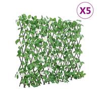 vidaXL Artificial Ivy Trellis Expandable Privacy Screen Green 5 pcs 186x30 cm