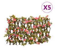 vidaXL Artificial Ivy Trellis Expandable Screen 5 pcs Dark Pink 180x20 cm