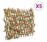 vidaXL Artificial Ivy Trellis Expandable Screen 5 pcs Dark Pink 180x60 cm