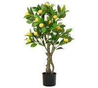 vidaXL Artificial Lemon Tree - Lifelike Green PEVA Leaves & Lemons - 90 cm High - Indoor/Outdoor Faux Plant in Stable Round PE Pot