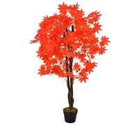 vidaXL Artificial Plant Maple Tree with Pot Red 120cm Realistic Fake Greenery