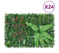 vidaXL Artificial Plant Fence Garden Privacy Fence Screen 24 pcs Green 40x60cm