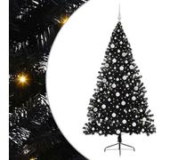 vidaXL Artificial Pre-lit Christmas Tree Black 180 cm PVC, Modern Cone-Shaped Outdoor Christmas Tree, USB Holiday Lighting, LED Display, Festive Seasonal Decor for Living Room Garden