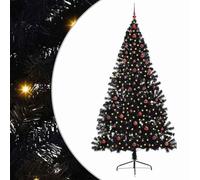 vidaXL Artificial Pre-lit Christmas Tree Black 240 cm PVC, Modern Cone-Shaped Outdoor Christmas Tree, USB Holiday Lighting, LED Display, Festive Seasonal Decor for Living Room Garden