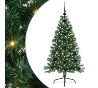 vidaXL Artificial Pre-lit Christmas Tree Green 120 cm PVC, Modern Cone-Shaped Outdoor Christmas Tree, USB Holiday Lighting, LED Display, Festive Seasonal Decor for Living Room Garden