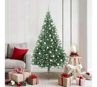 vidaXL Artificial Pre-lit Christmas Tree with White Balls Green 180 cm PVC, Green