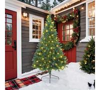 vidaXL Artificial Pre-lit Christmas Tree Green 210 cm PVC