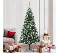 vidaXL Artificial Pre-lit Christmas Tree Green 210 cm PVC and Metal