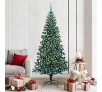 vidaXL Artificial Pre-lit Christmas Tree Green 210 cm PVC and Metal