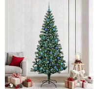 Vidaxl Artificial Pre-Lit Christmas Tree Green 240 Cm Pvc And Metal