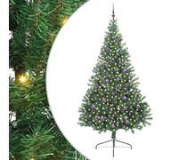 vidaXL Artificial Pre-lit Christmas Tree Green 240 cm PVC, Modern Cone-Shaped Outdoor Christmas Tree, USB Holiday Lighting, LED Display, Festive Seasonal Decor for Living Room Garden