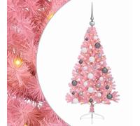 vidaXL Artificial Pre-lit Christmas Tree with 150 LEDs Pink 120 cm PVC, Modern Cone-Shaped Outdoor Christmas Tree, USB Holiday Lighting, LED Display, Festive Seasonal Decor for Living Room Garden