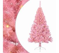 vidaXL Artificial Pre-lit Christmas Tree with 150 LEDs Pink 120 cm PVC, Modern Cone-Shaped Outdoor Christmas Tree, USB Holiday Lighting, LED Display, Festive Seasonal Decor for Living Room Garden
