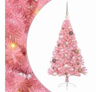 vidaXL Artificial Pre-lit Christmas Tree with 150 LEDs Pink 120 cm PVC, Modern Cone-Shaped Outdoor Christmas Tree, USB Holiday Lighting, LED Display, Festive Seasonal Decor for Living Room Garden