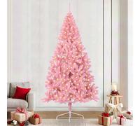 vidaXL Artificial Pre-lit Christmas Tree with 300 LEDs Pink 240 cm PVC