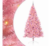 vidaXL Artificial Pre-lit Christmas Tree with 300 LEDs Pink 240 cm PVC, Modern Cone-Shaped Outdoor Christmas Tree, USB Holiday Lighting, LED Display, Festive Seasonal Decor for Living Room Garden