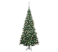 vidaXL Artificial Pre-lit Christmas Tree with Ball Set Artificial Tree L Green