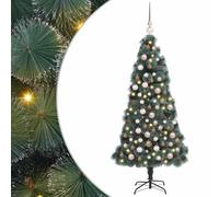 vidaXL Artificial Pre-lit Christmas Tree with Ball Set Green 120 cm, Living Room, Modern Cone-Shaped Tree, Built-In Lighting, Indoor Christmas Decoration, Holiday Dcor, LED Ornaments