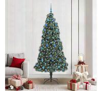 vidaXL Artificial Pre-lit Christmas Tree with Ball Set Green 210 cm