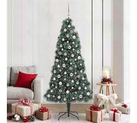 vidaXL Artificial Pre-lit Christmas Tree with Ball Set Green 210 cm