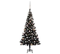 vidaXL Artificial Christmas Tree with LEDs and Ball Set, PVC Christmas decor, Black Colour, 120 cm
