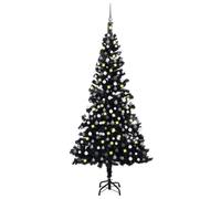 Artificial Pre-lit Christmas Tree with Ball Set Black 210 cm PVC